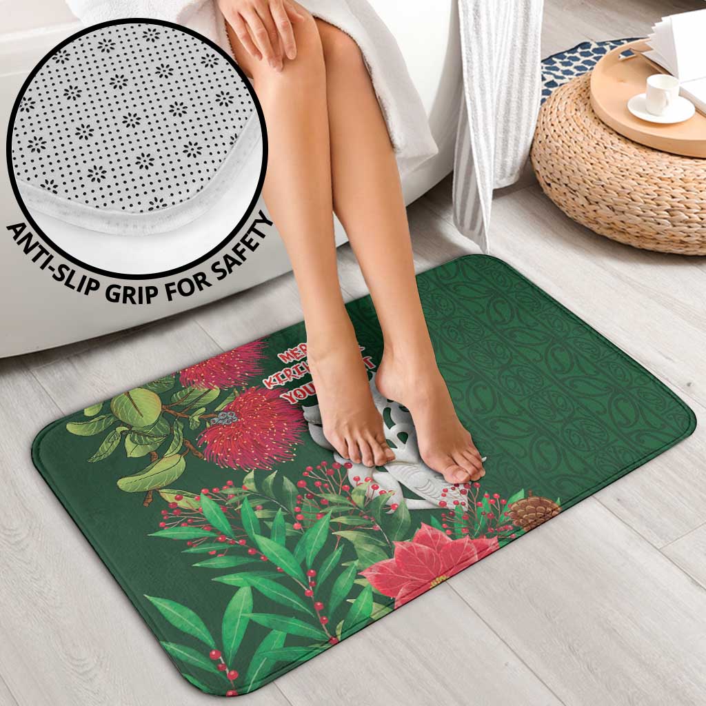 Maori Wheku Meri Kirihimete Personalised Bathroom Set All Green Indigenous Maori Motif - Aussie Hoodie