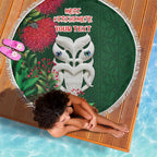 Maori Wheku Meri Kirihimete Personalised Beach Blanket All Green Indigenous Maori Motif - Aussie Hoodie
