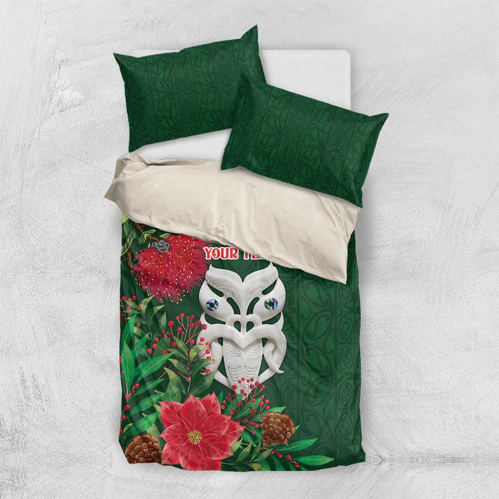 Maori Wheku Meri Kirihimete Personalised Bedding Set All Green Indigenous Maori Motif - Aussie Hoodie