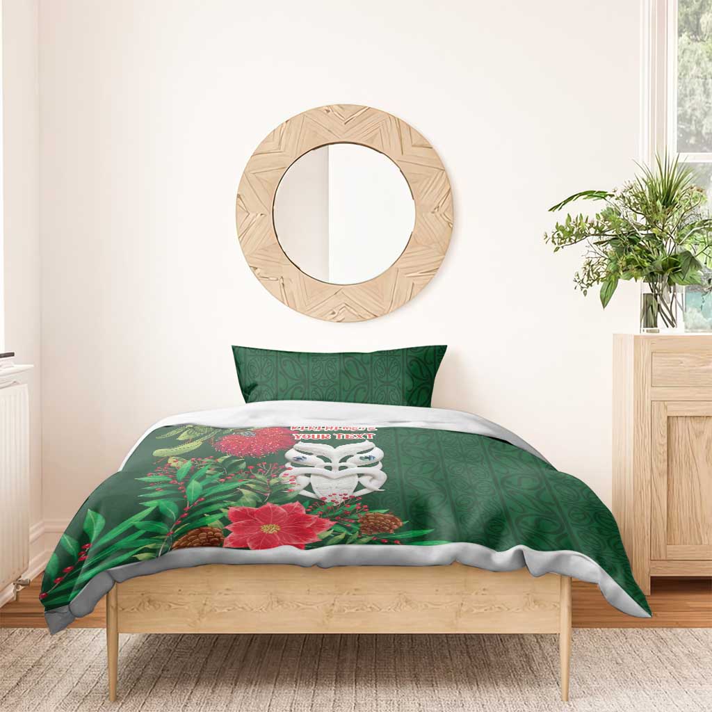 Maori Wheku Meri Kirihimete Personalised Bedding Set All Green Indigenous Maori Motif - Aussie Hoodie