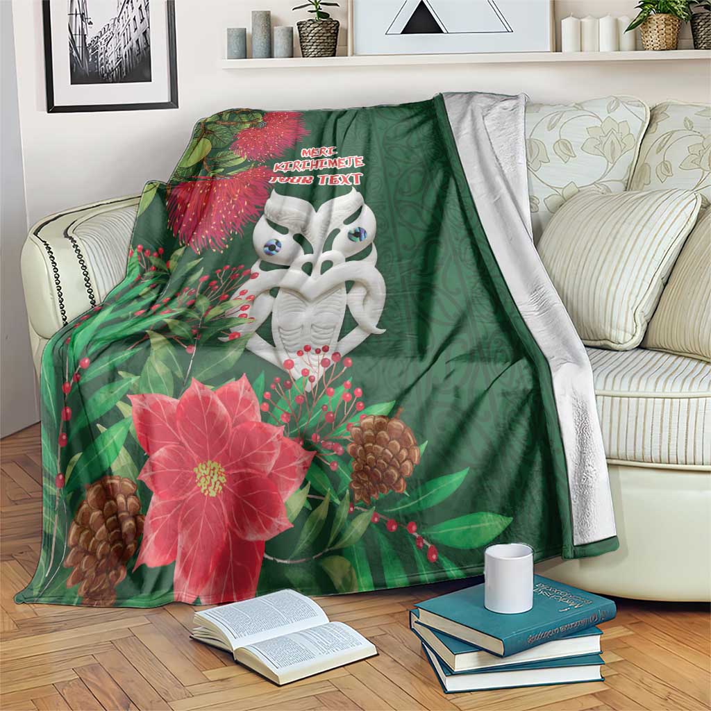 Maori Wheku Meri Kirihimete Personalised Blanket All Green Indigenous Maori Motif - Aussie Hoodie