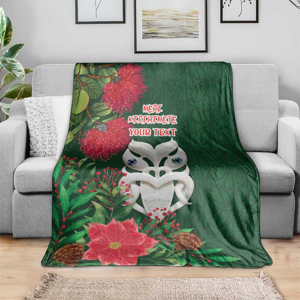Maori Wheku Meri Kirihimete Personalised Blanket All Green Indigenous Maori Motif - Aussie Hoodie