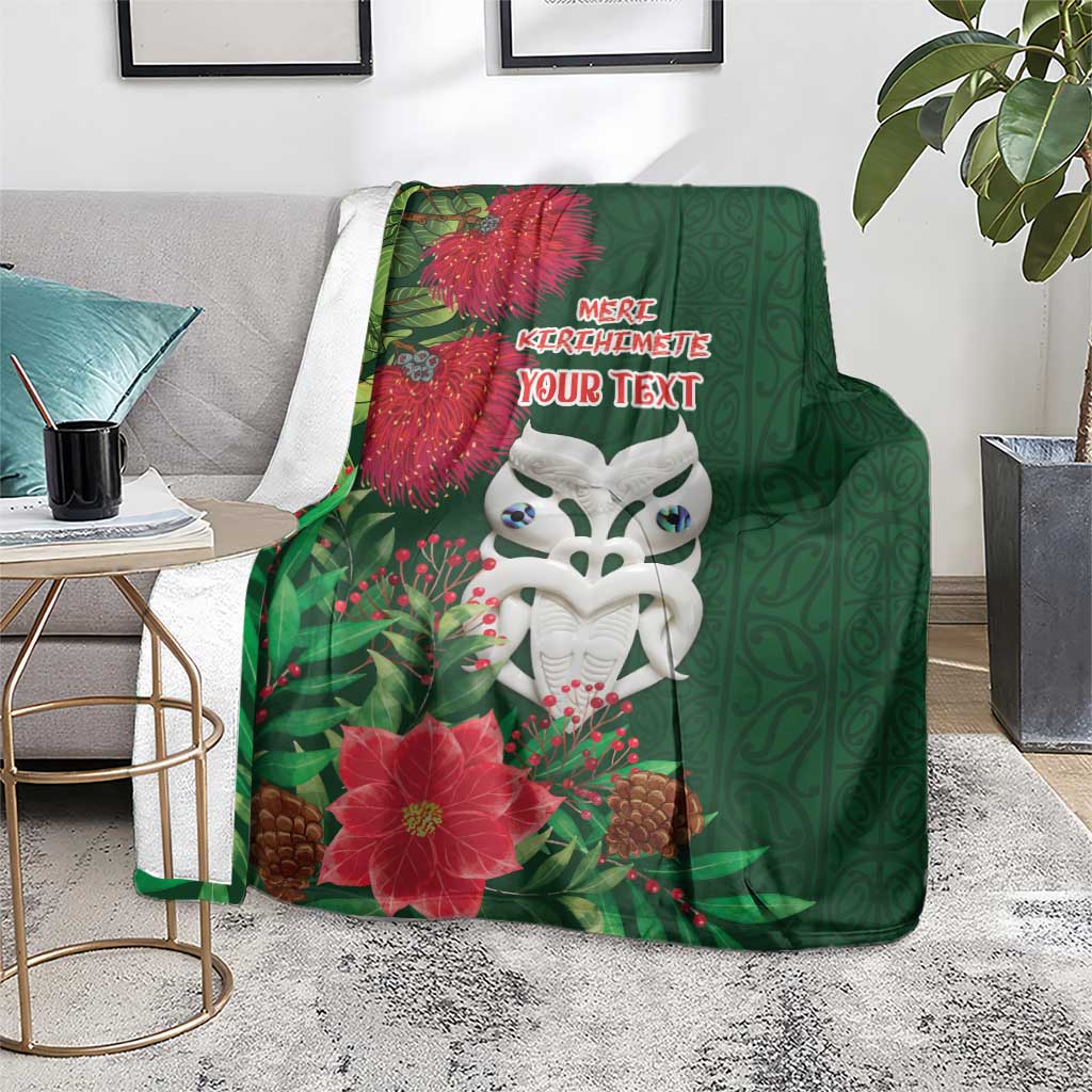 Maori Wheku Meri Kirihimete Personalised Blanket All Green Indigenous Maori Motif - Aussie Hoodie