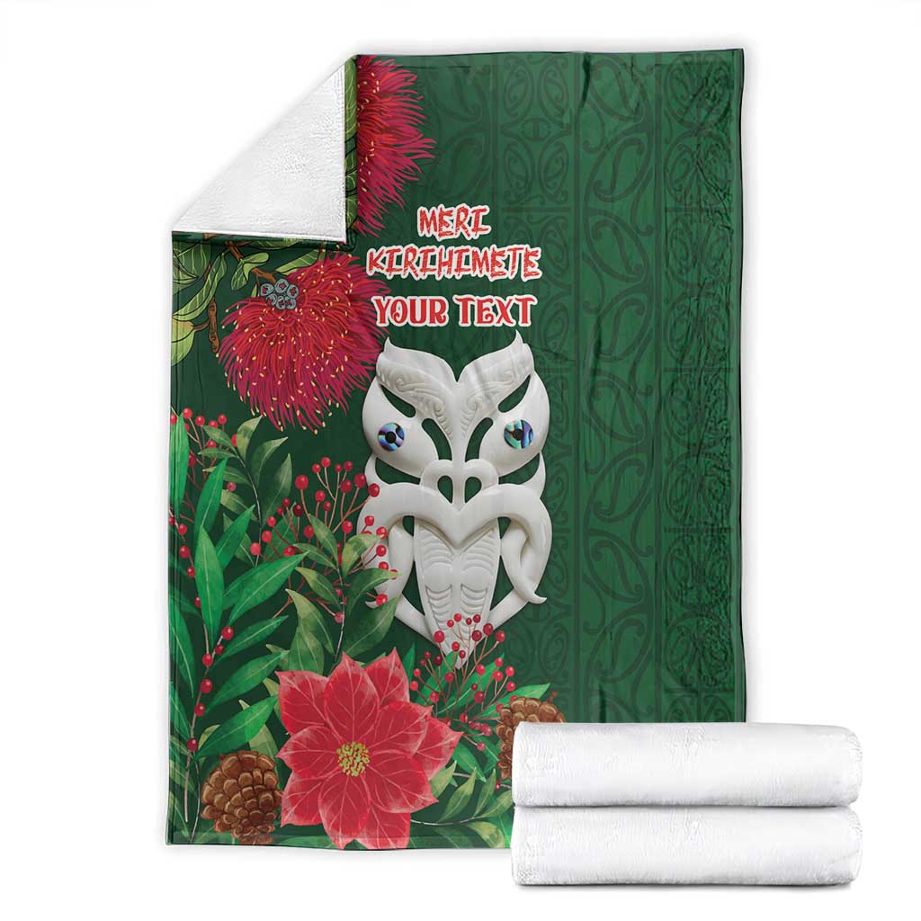 Maori Wheku Meri Kirihimete Personalised Blanket All Green Indigenous Maori Motif - Aussie Hoodie