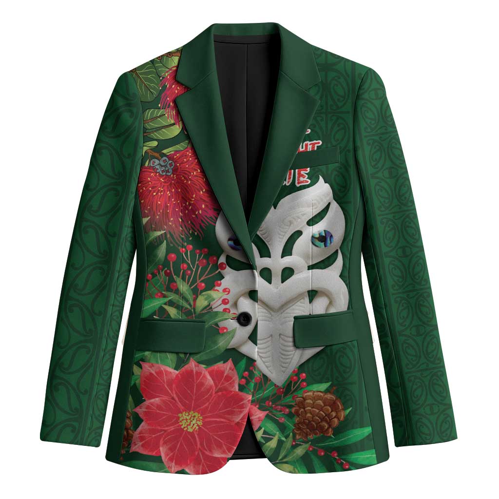 Maori Wheku Meri Kirihimete Personalised Blazer All Green Indigenous Maori Motif - Aussie Hoodie