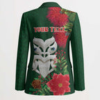 Maori Wheku Meri Kirihimete Personalised Blazer All Green Indigenous Maori Motif - Aussie Hoodie