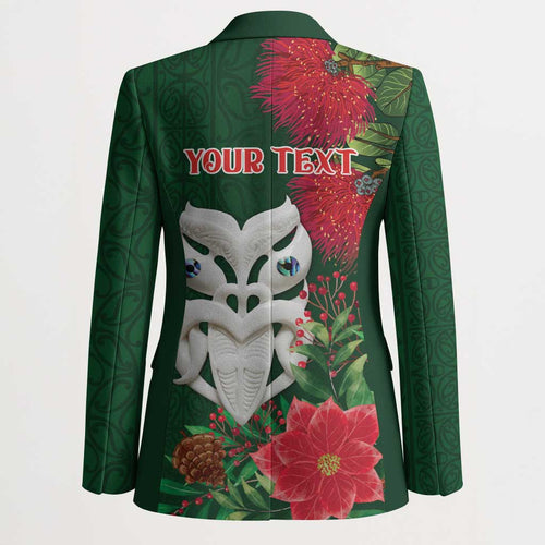 Maori Wheku Meri Kirihimete Personalised Blazer All Green Indigenous Maori Motif - Aussie Hoodie