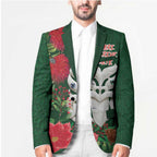 Maori Wheku Meri Kirihimete Personalised Blazer All Green Indigenous Maori Motif - Aussie Hoodie