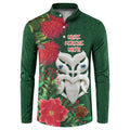 Maori Wheku Meri Kirihimete Personalised Button Sweatshirt All Green Indigenous Maori Motif - Aussie Hoodie