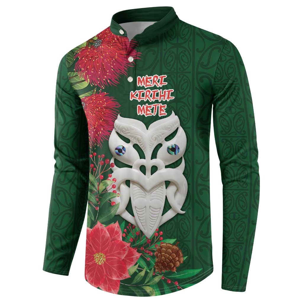 Maori Wheku Meri Kirihimete Personalised Button Sweatshirt All Green Indigenous Maori Motif - Aussie Hoodie