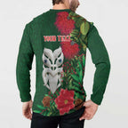 Maori Wheku Meri Kirihimete Personalised Button Sweatshirt All Green Indigenous Maori Motif - Aussie Hoodie