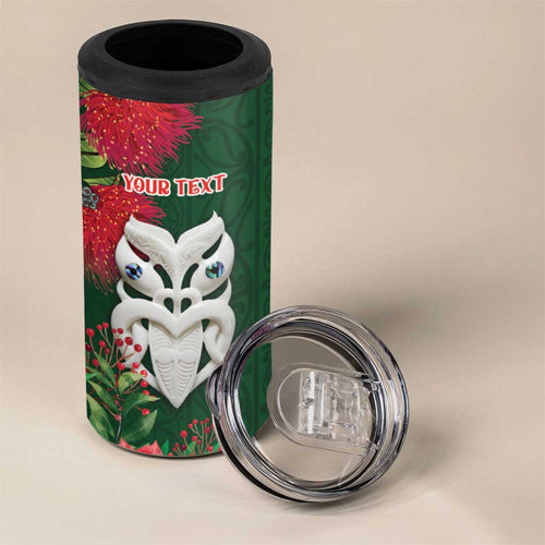 Maori Wheku Meri Kirihimete Personalised 4 in 1 Can Cooler Tumbler All Green Indigenous Maori Motif - Aussie Hoodie