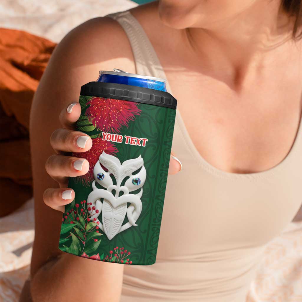Maori Wheku Meri Kirihimete Personalised 4 in 1 Can Cooler Tumbler All Green Indigenous Maori Motif - Aussie Hoodie