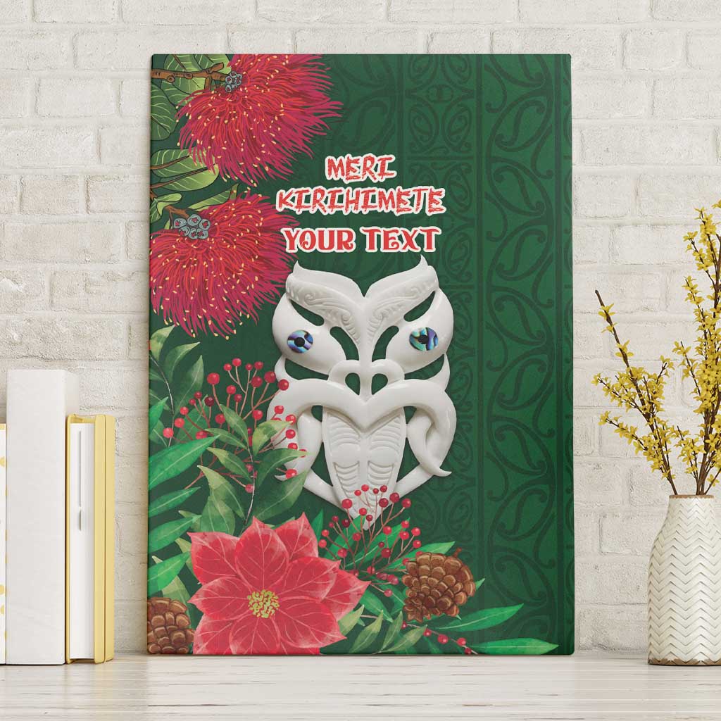 Maori Wheku Meri Kirihimete Personalised Canvas Wall Art All Green Indigenous Maori Motif - Aussie Hoodie
