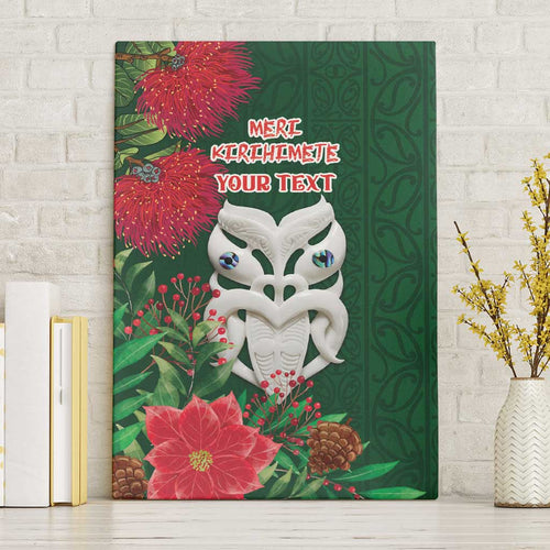 Maori Wheku Meri Kirihimete Personalised Canvas Wall Art All Green Indigenous Maori Motif - Aussie Hoodie
