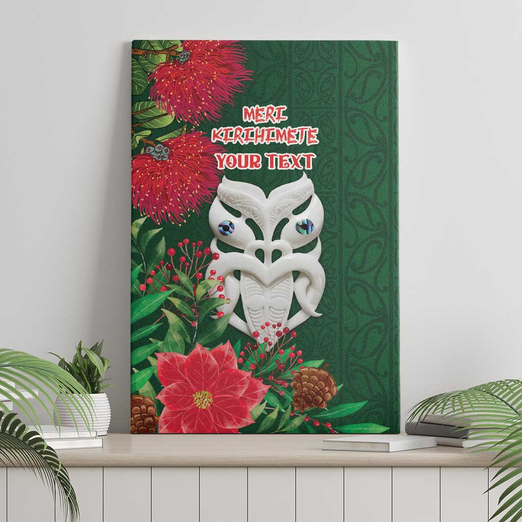 Maori Wheku Meri Kirihimete Personalised Canvas Wall Art All Green Indigenous Maori Motif - Aussie Hoodie