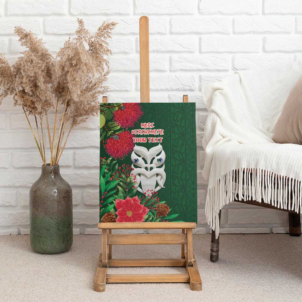 Maori Wheku Meri Kirihimete Personalised Canvas Wall Art All Green Indigenous Maori Motif - Aussie Hoodie