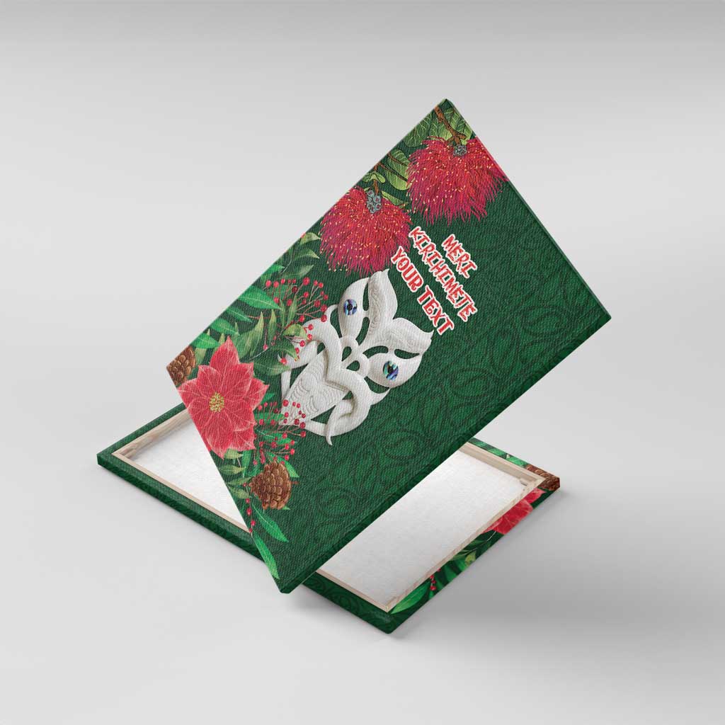 Maori Wheku Meri Kirihimete Personalised Canvas Wall Art All Green Indigenous Maori Motif - Aussie Hoodie