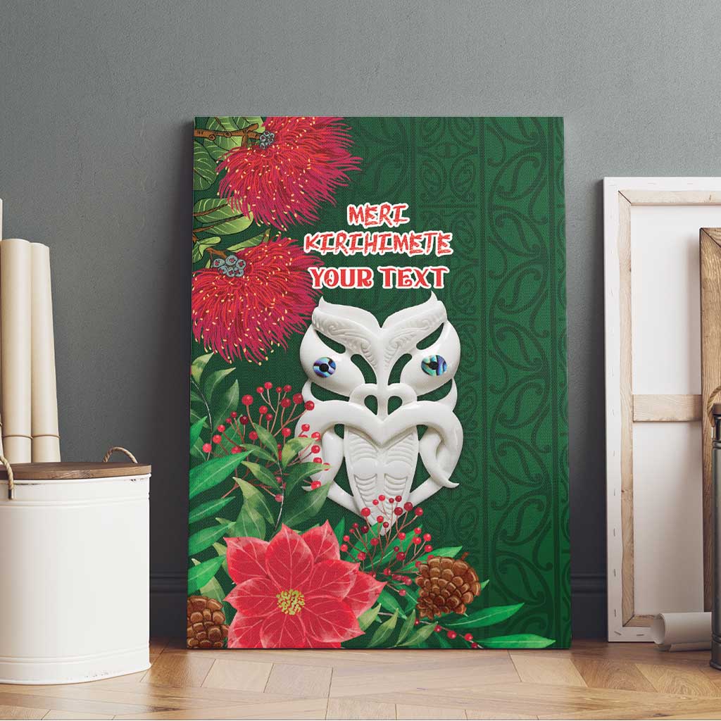 Maori Wheku Meri Kirihimete Personalised Canvas Wall Art All Green Indigenous Maori Motif - Aussie Hoodie