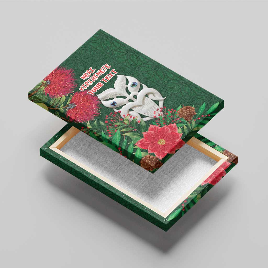 Maori Wheku Meri Kirihimete Personalised Canvas Wall Art All Green Indigenous Maori Motif - Aussie Hoodie