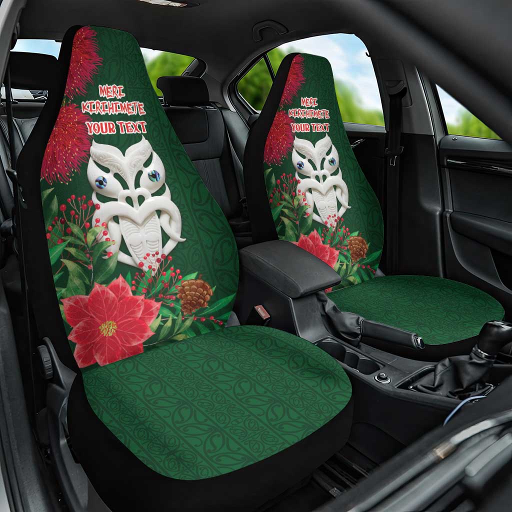 Maori Wheku Meri Kirihimete Personalised Car Seat Cover All Green Indigenous Maori Motif - Aussie Hoodie