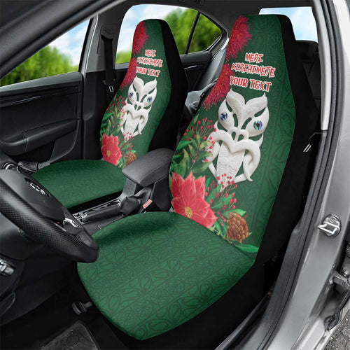Maori Wheku Meri Kirihimete Personalised Car Seat Cover All Green Indigenous Maori Motif - Aussie Hoodie