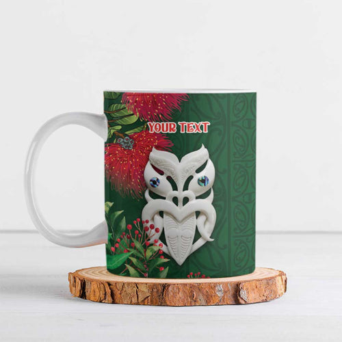 Maori Wheku Meri Kirihimete Personalised Ceramic Mug All Green Indigenous Maori Motif - Aussie Hoodie