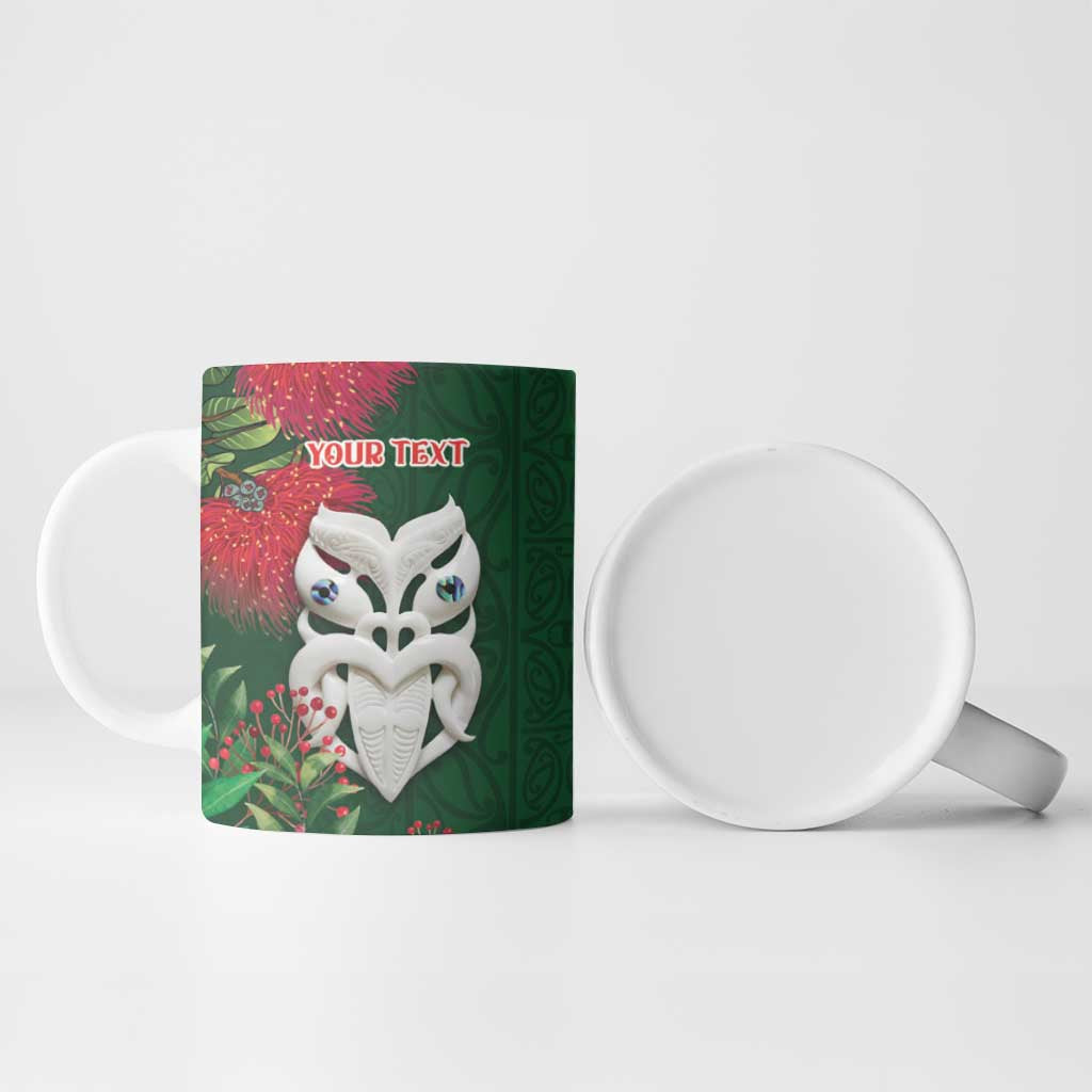 Maori Wheku Meri Kirihimete Personalised Ceramic Mug All Green Indigenous Maori Motif - Aussie Hoodie
