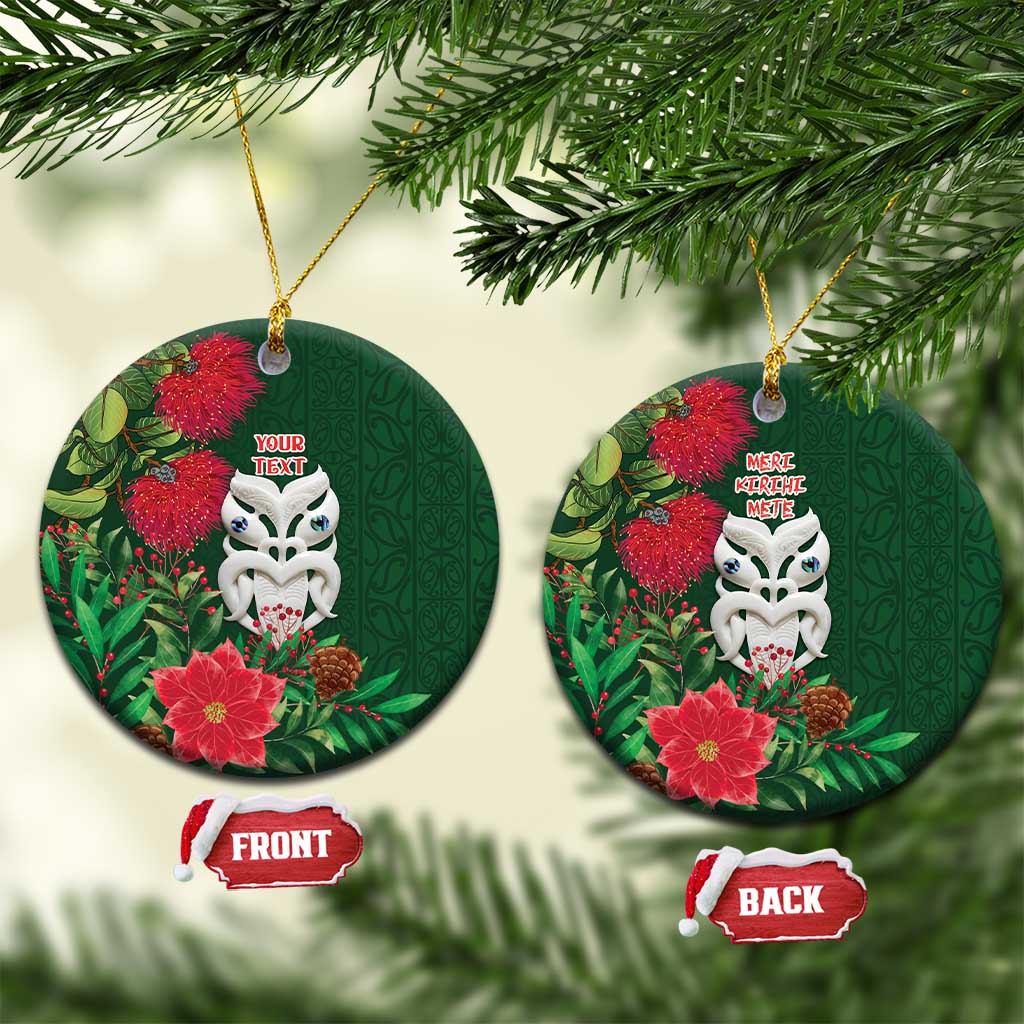 Maori Wheku Meri Kirihimete Personalised Ceramic Ornament All Green Indigenous Maori Motif - Aussie Hoodie