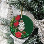 Maori Wheku Meri Kirihimete Personalised Ceramic Ornament All Green Indigenous Maori Motif - Aussie Hoodie