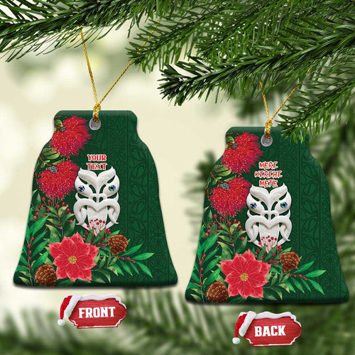 Maori Wheku Meri Kirihimete Personalised Ceramic Ornament All Green Indigenous Maori Motif - Aussie Hoodie
