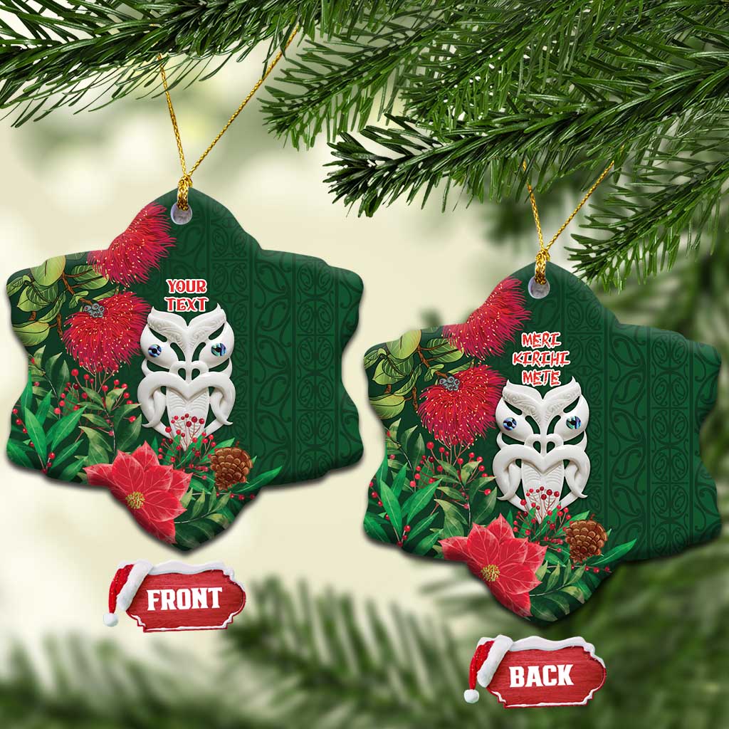 Maori Wheku Meri Kirihimete Personalised Ceramic Ornament All Green Indigenous Maori Motif - Aussie Hoodie