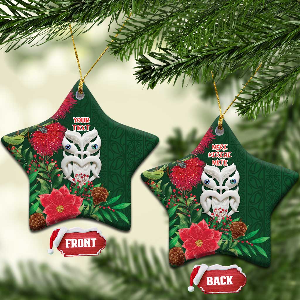 Maori Wheku Meri Kirihimete Personalised Ceramic Ornament All Green Indigenous Maori Motif - Aussie Hoodie