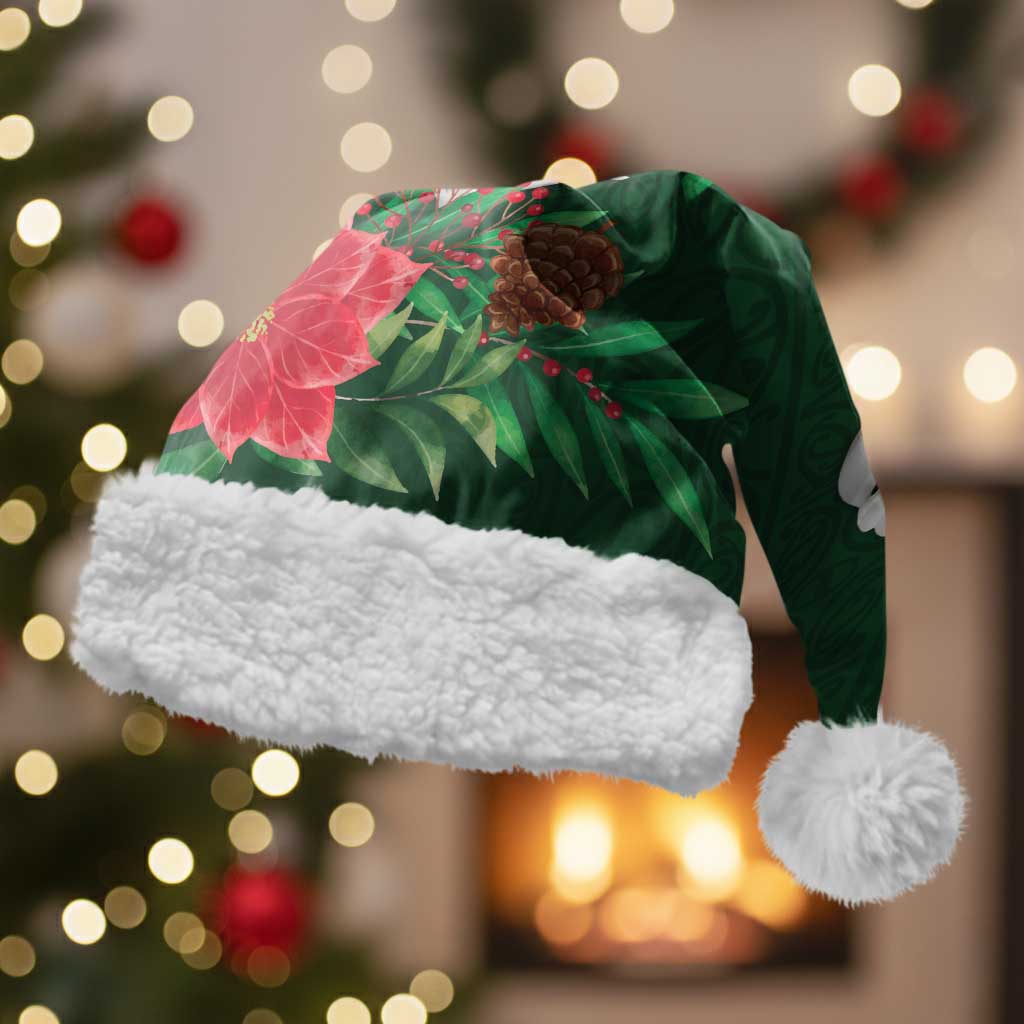 Maori Wheku Meri Kirihimete Personalised Christmas Santa Hat All Green Indigenous Maori Motif - Aussie Hoodie