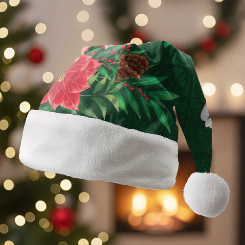 Maori Wheku Meri Kirihimete Personalised Christmas Santa Hat All Green Indigenous Maori Motif - Aussie Hoodie