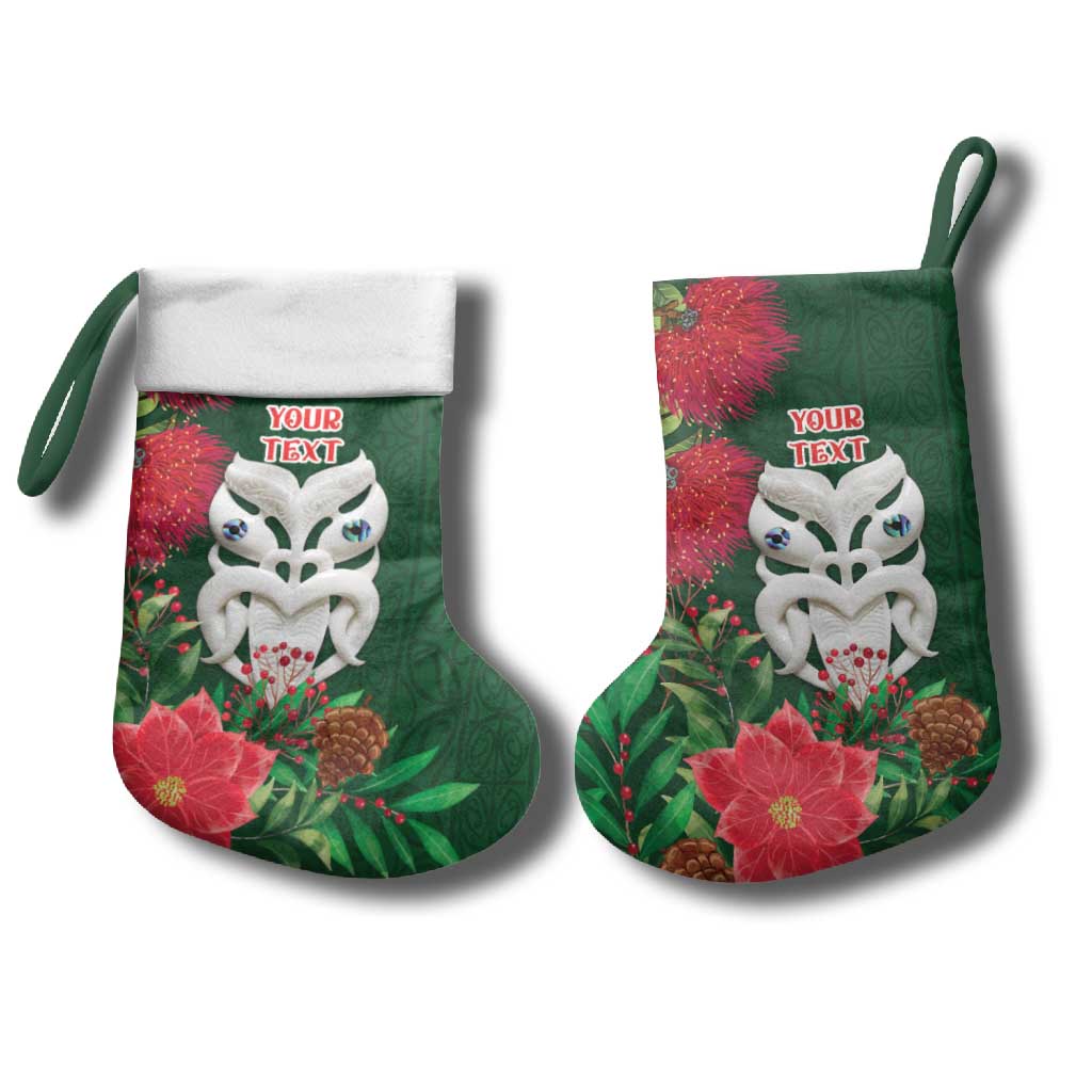 Maori Wheku Meri Kirihimete Personalised Christmas Stocking All Green Indigenous Maori Motif - Aussie Hoodie