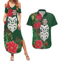 Maori Wheku Meri Kirihimete Personalised Couples Matching Summer Maxi Dress and Hawaiian Shirt All Green Indigenous Maori Motif - Aussie Hoodie