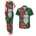 Maori Wheku Meri Kirihimete Personalised Couples Matching Tank Maxi Dress and Hawaiian Shirt All Green Indigenous Maori Motif - Aussie Hoodie
