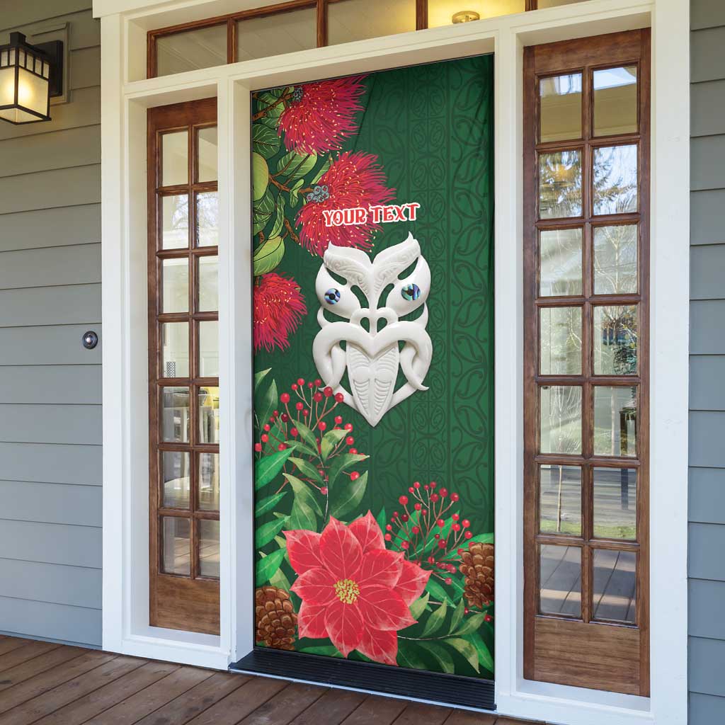 Maori Wheku Meri Kirihimete Personalised Door Cover All Green Indigenous Maori Motif - Aussie Hoodie