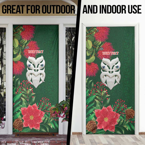 Maori Wheku Meri Kirihimete Personalised Door Cover All Green Indigenous Maori Motif - Aussie Hoodie