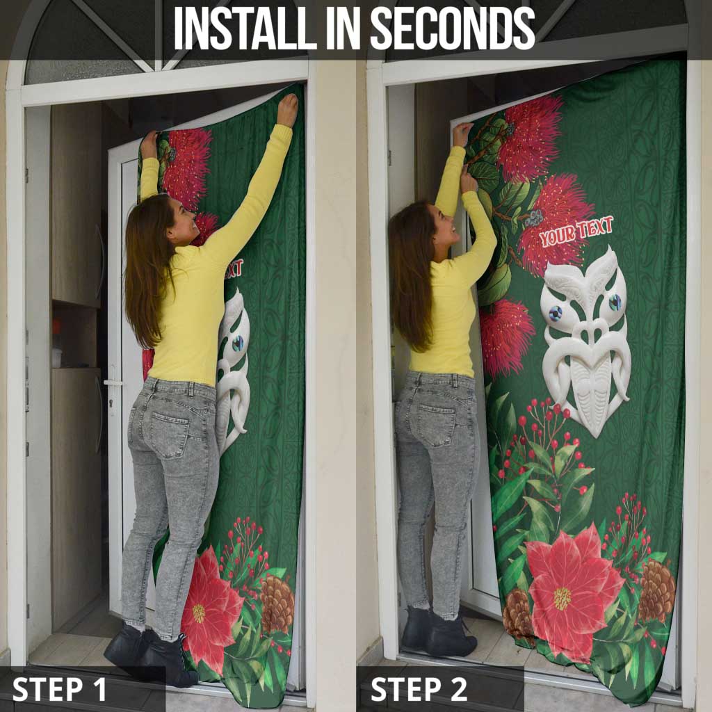 Maori Wheku Meri Kirihimete Personalised Door Cover All Green Indigenous Maori Motif - Aussie Hoodie