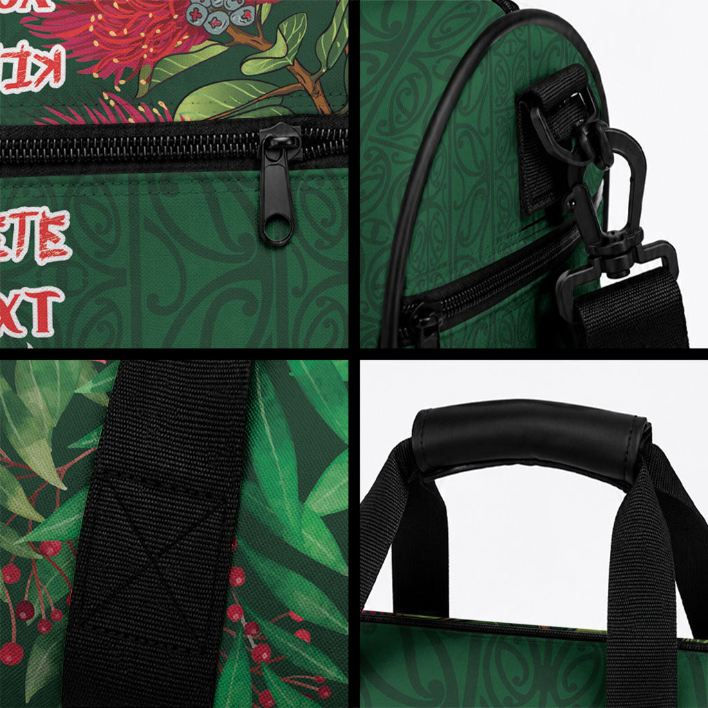 Maori Wheku Meri Kirihimete Personalised Duffle Bag All Green Indigenous Maori Motif