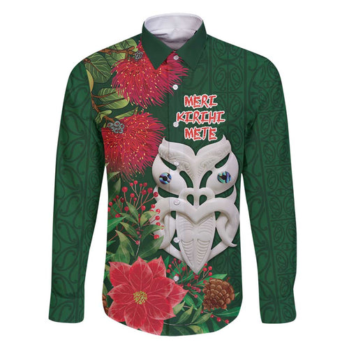 Maori Wheku Meri Kirihimete Personalised Family Matching Off Shoulder Short Dress and Hawaiian Shirt All Green Indigenous Maori Motif - Aussie Hoodie