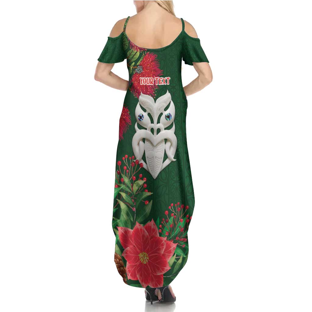 Maori Wheku Meri Kirihimete Personalised Family Matching Summer Maxi Dress and Hawaiian Shirt All Green Indigenous Maori Motif - Aussie Hoodie