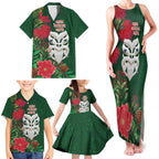 Maori Wheku Meri Kirihimete Personalised Family Matching Tank Maxi Dress and Hawaiian Shirt All Green Indigenous Maori Motif - Aussie Hoodie