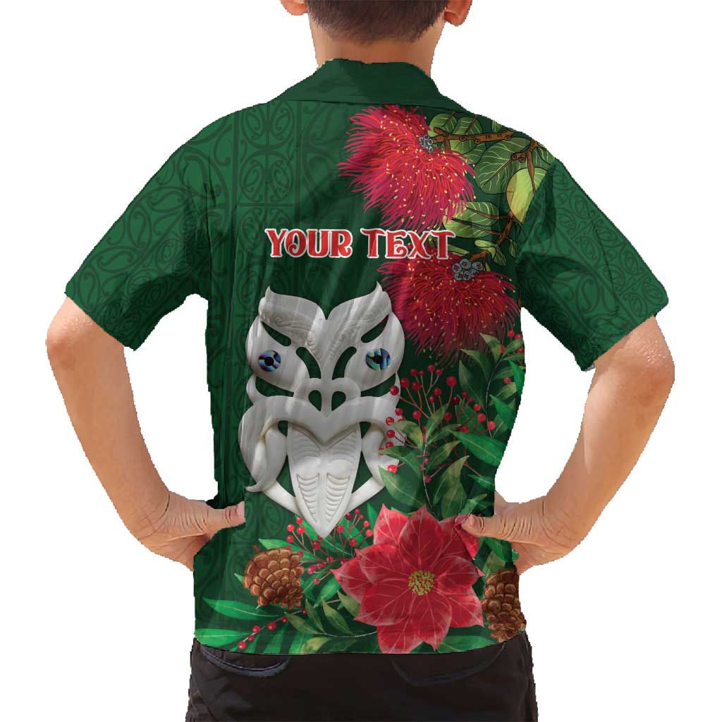 Maori Wheku Meri Kirihimete Personalised Family Matching Tank Maxi Dress and Hawaiian Shirt All Green Indigenous Maori Motif - Aussie Hoodie