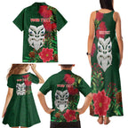 Maori Wheku Meri Kirihimete Personalised Family Matching Tank Maxi Dress and Hawaiian Shirt All Green Indigenous Maori Motif - Aussie Hoodie