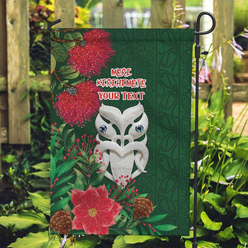 Maori Wheku Meri Kirihimete Personalised Garden Flag All Green Indigenous Maori Motif - Aussie Hoodie