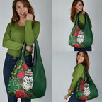 Maori Wheku Meri Kirihimete Personalised Grocery Bag All Green Indigenous Maori Motif - Aussie Hoodie