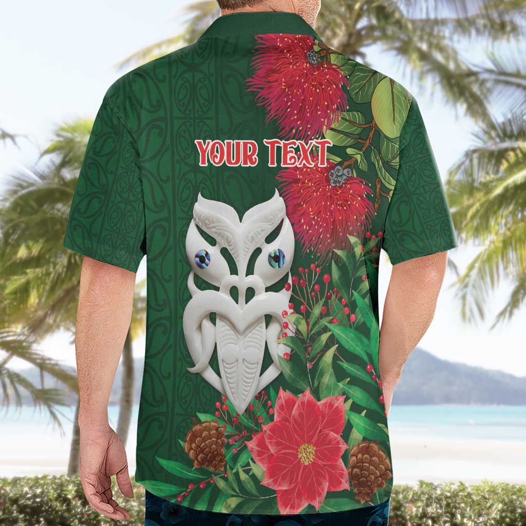 Maori Wheku Meri Kirihimete Personalised Hawaiian Shirt All Green Indigenous Maori Motif - Aussie Hoodie